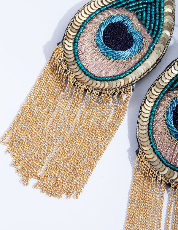 Peacock Chain Chandelier Earrings