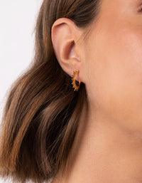 Gold Plated Sterling Silver Sunburst Hoop Earrings - link has visual effect only