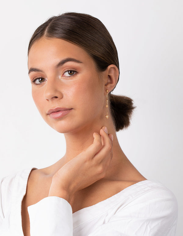 Gold Plated Sterling Silver Constellation Star Drop Earrings