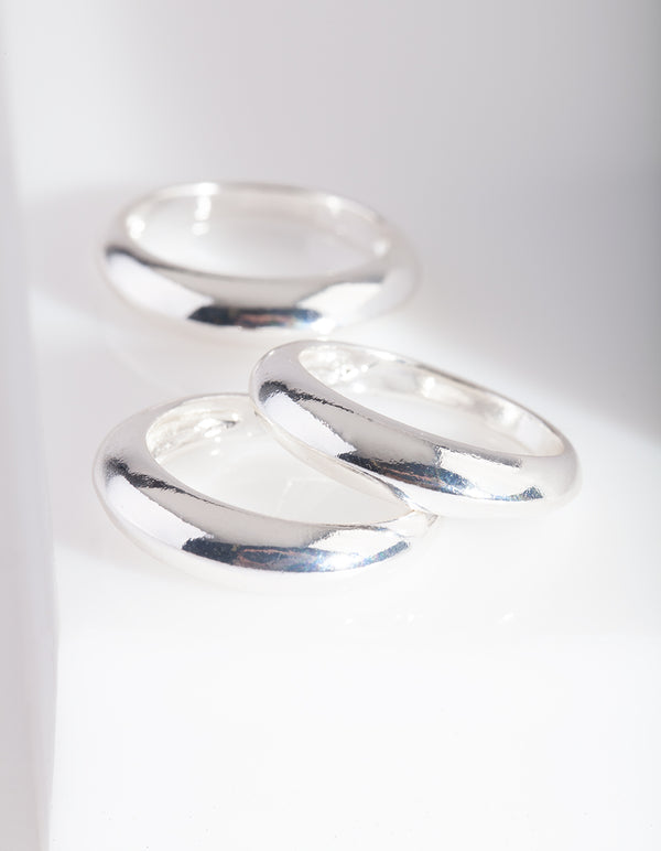 Silver Rounded Ring Stack