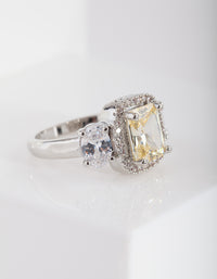 Yellow Silver Cubic Zirconia Engagement Ring - link has visual effect only