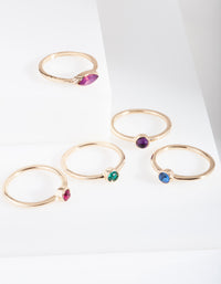 Gold Multi Gem Layered Ring Stack - link has visual effect only