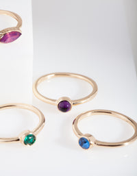 Gold Multi Gem Layered Ring Stack - link has visual effect only