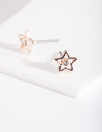 Rose Gold Diamante Star Stud Earrings - link has visual effect only