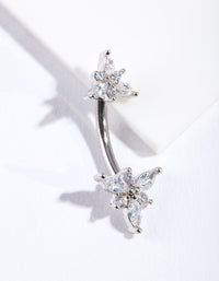 Surgical Steel Marquise Flower Belly Bar - link has visual effect only