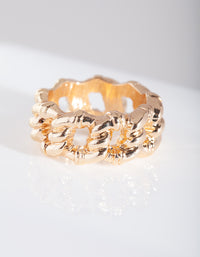 Thick Gold Chain Ring - link has visual effect only