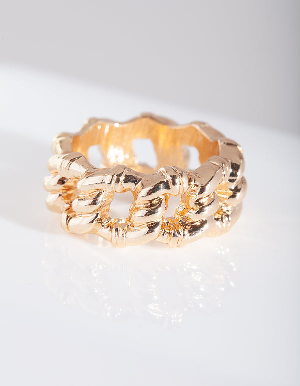 Thick Gold Chain Ring