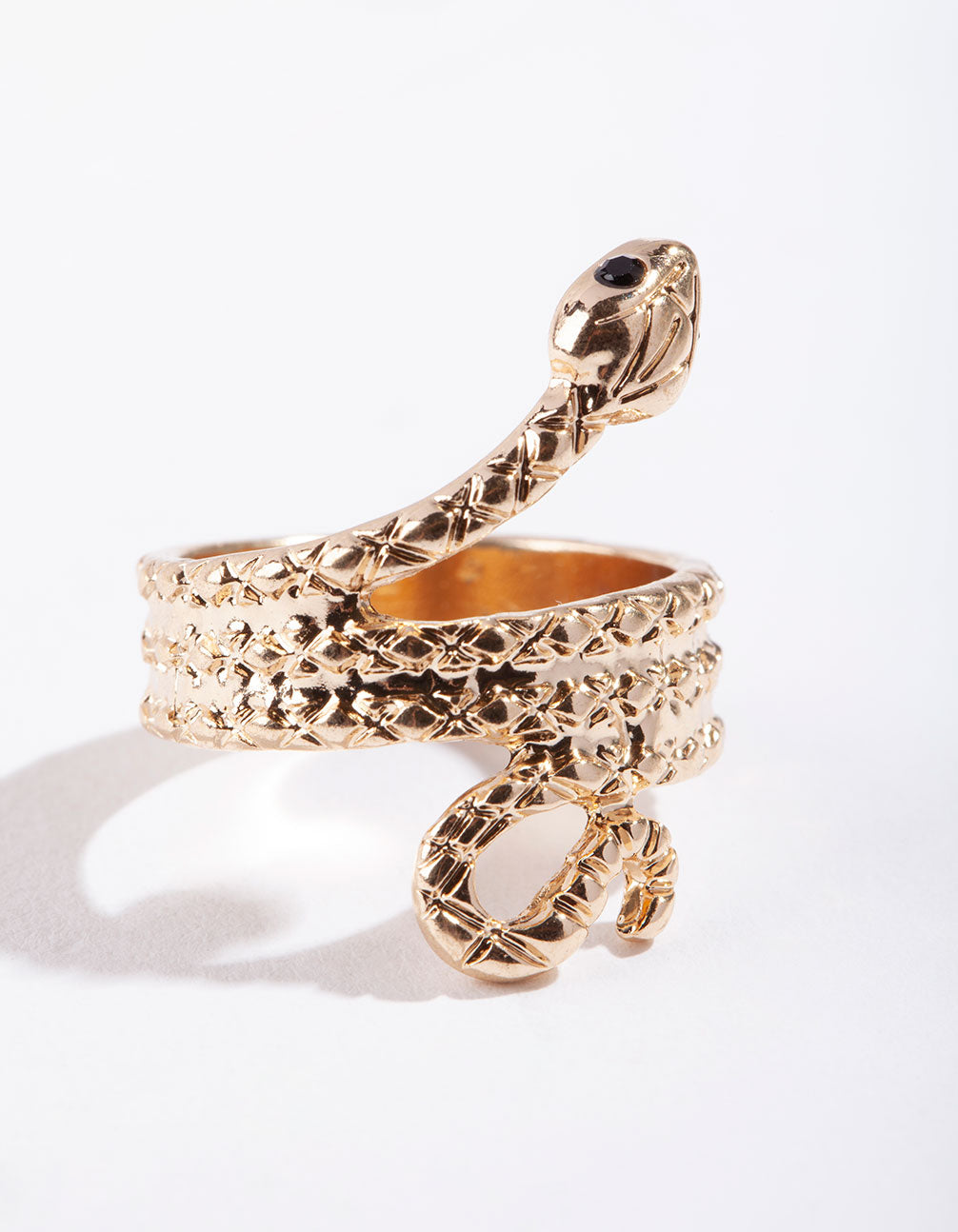 Gold Etched Snake Ring