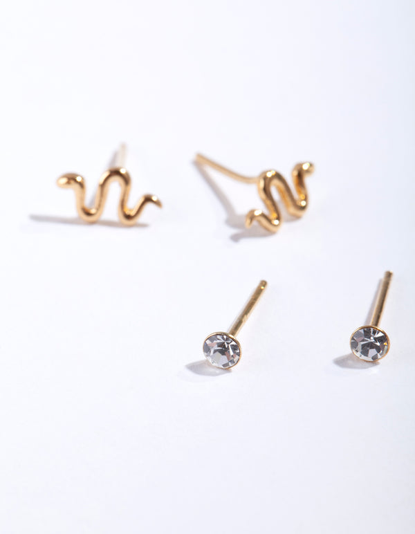 Gold Plated Sterling Silver Snake Earring Pack