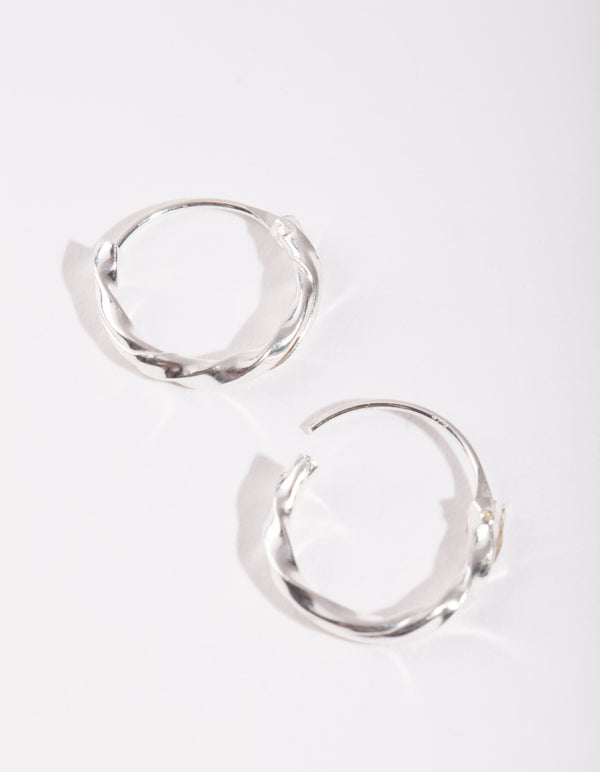 Sterling Silver Twist Hoop Earrings
