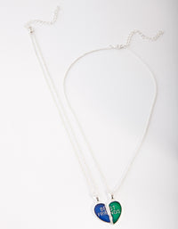 Kids Silver Mood Heart BFF Necklace Pack - link has visual effect only
