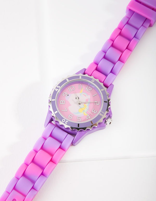 Kids Purple Unicorn Silicone Strap Watch