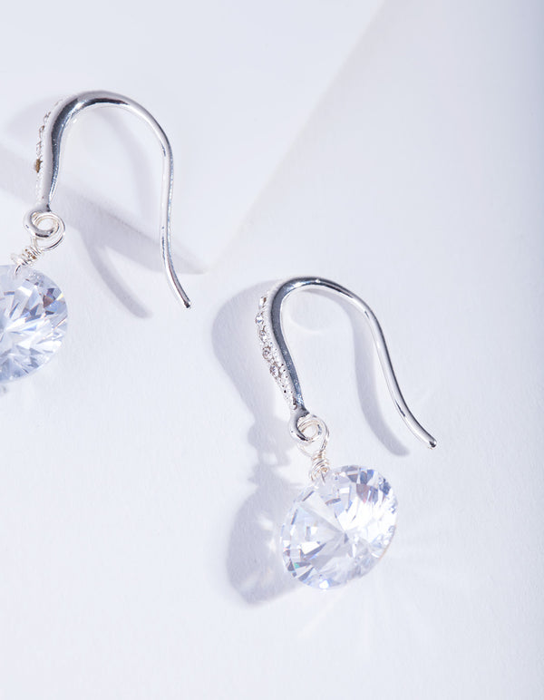 Silver Cubic Zirconia Classic Diamante Drop Earrings