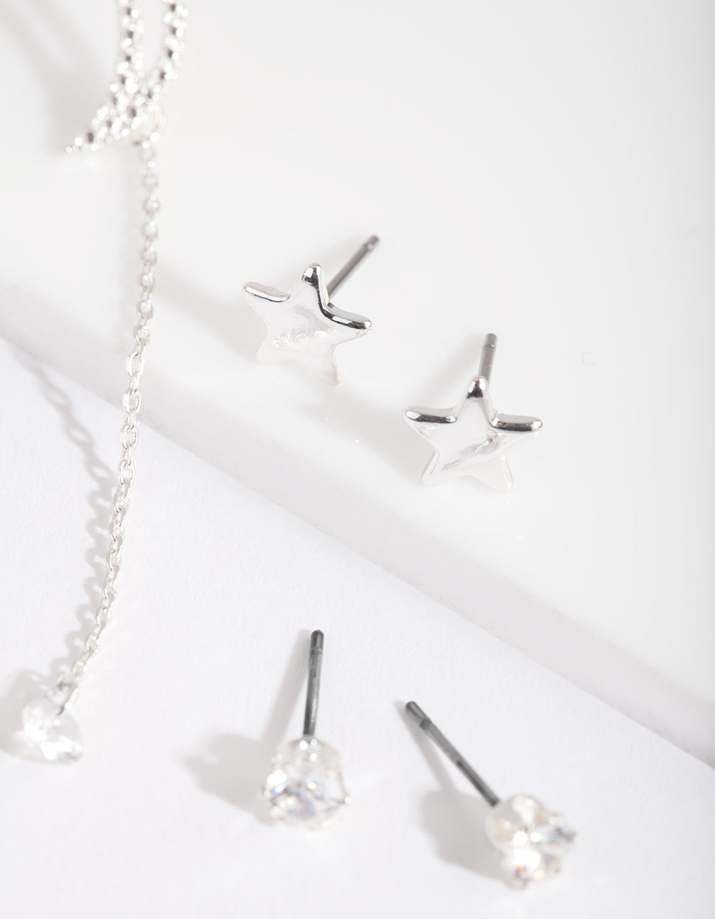Silver Cubic Zirconia Star & Moon Earring Pack