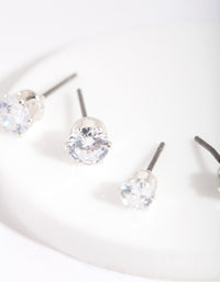 Silver Cubic Zirconia Round Stud Earring Pack - link has visual effect only