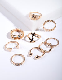 Gold Mixed Symbols Ring 8-Pack - link has visual effect only