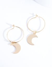 Gold Crescent Moon Hoop Earrings - link has visual effect only