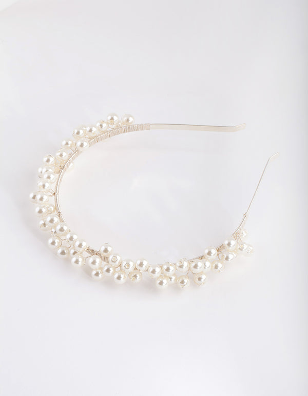Silver Scattered Pearl Headband