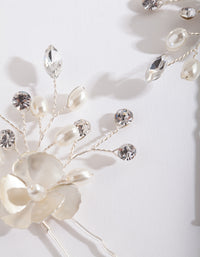 Silver White Flower Hair Pin Pack - link has visual effect only