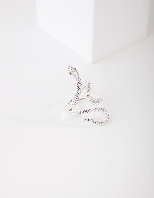 Silver Etched Snake Ring