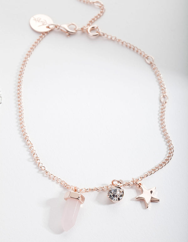 Moonstone & Rose Quartz Charm Bracelet Gift Box