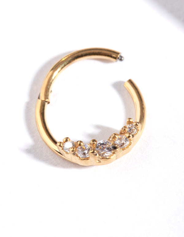 Gold Plated Surgical Steel Diamante Clicker Earring