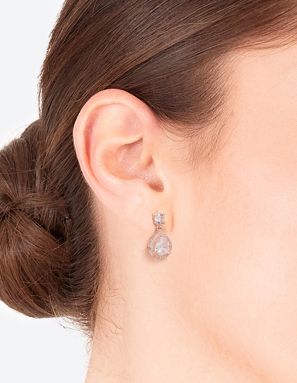 Encircled Mini Diamond Simulant Pear Drop Earrings