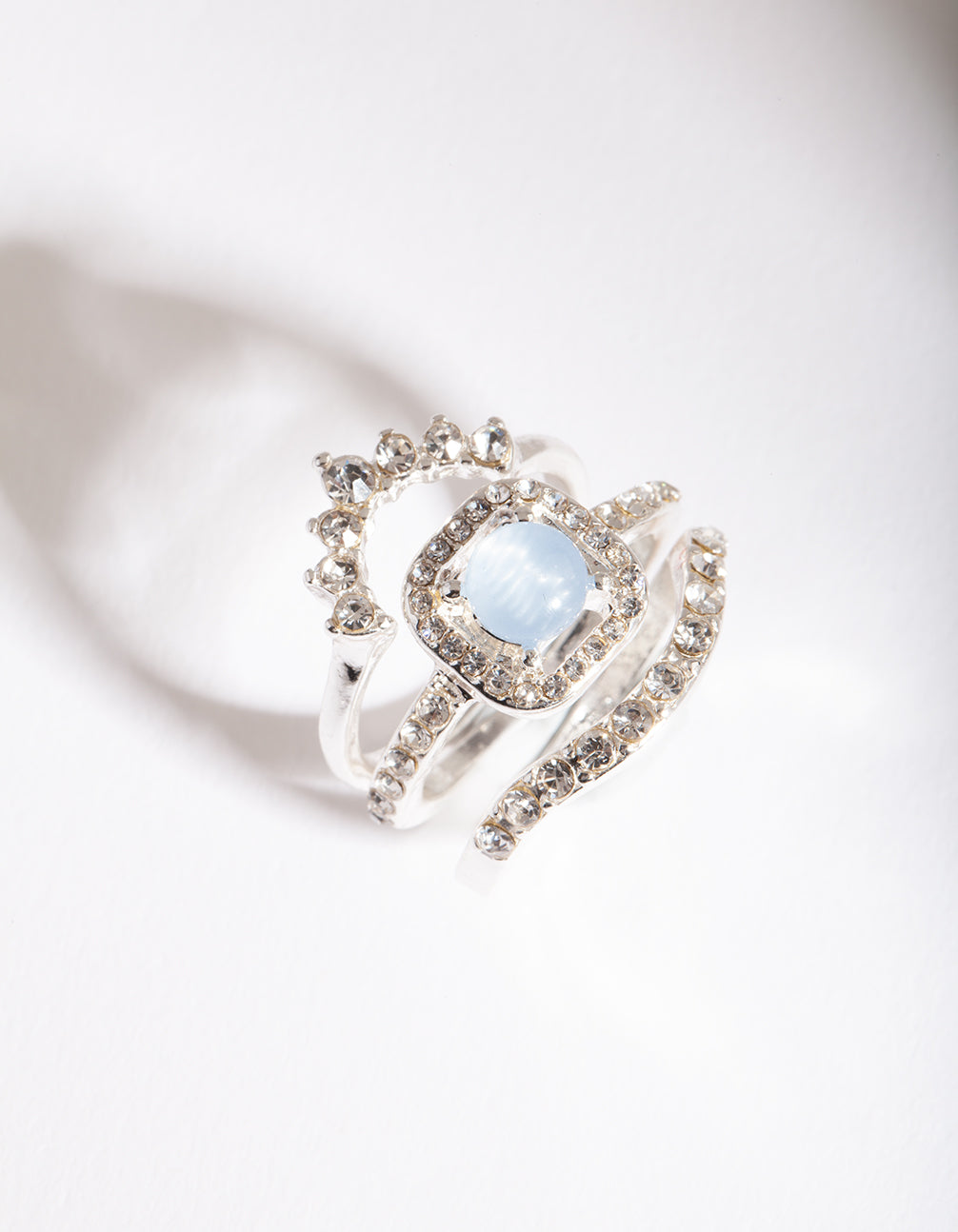 Rhodium Blue Stone Engagement Ring Stack | Jewelery | Necklaces | Rings ...