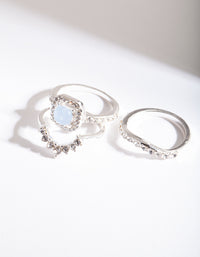 Silver Blue Stone Engagement Ring Stack - link has visual effect only