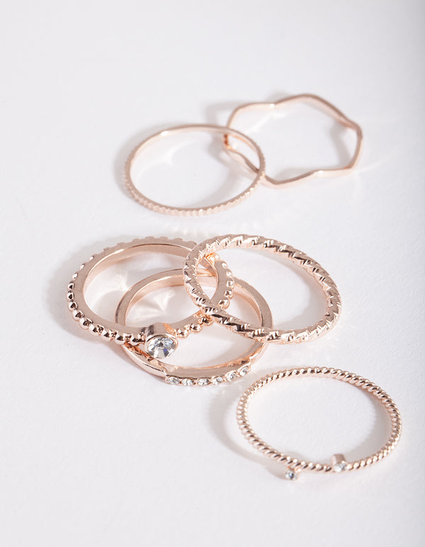 Rose Gold Diamante Band 6-Pack