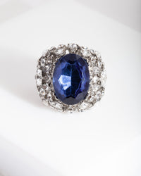Silver Large Mix Diamante Ring - link has visual effect only