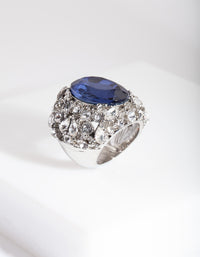 Silver Large Mix Diamante Ring - link has visual effect only