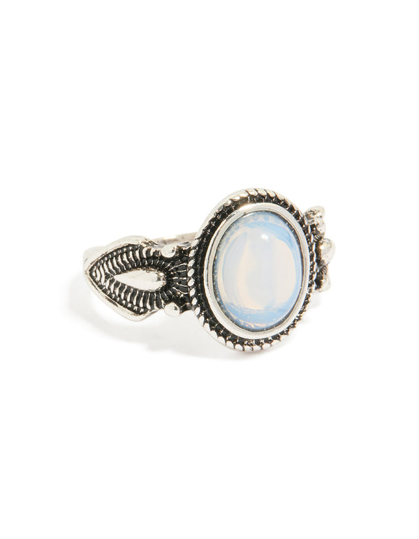 Antique Silver Oval Moonstone Ring