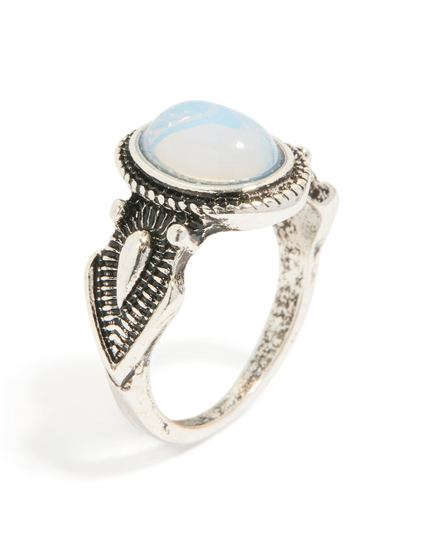 Antique Silver Oval Moonstone Ring