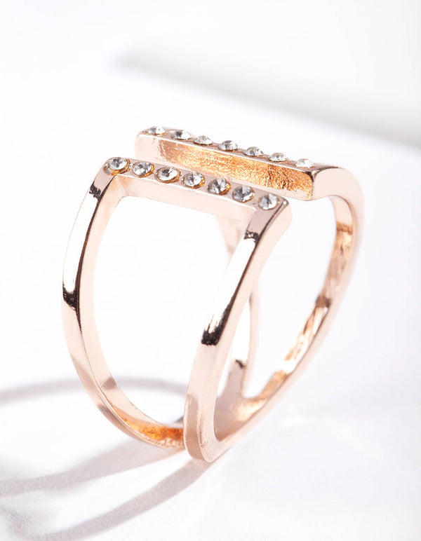 Rose Gold Open Diamante Ring