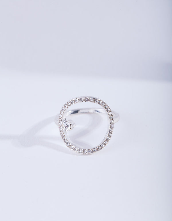 Silver Open Diamante Circle Ring