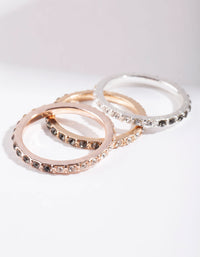 Mixed Metal Half & Half Diamante Stack Ring - link has visual effect only