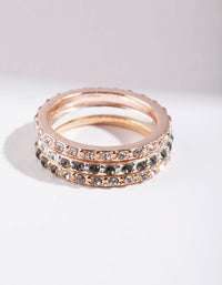 Mixed Metal Half & Half Diamante Stack Ring - link has visual effect only