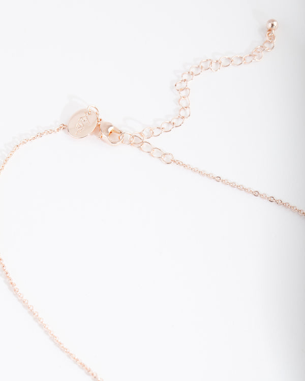 Rose Gold Cubic Zirconia Ring Necklace
