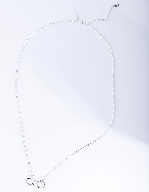 Silver Diamond Simulant Crystal Infinity Necklace