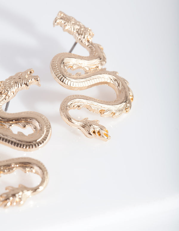 Mini Gold Spiked Dragon Earrings