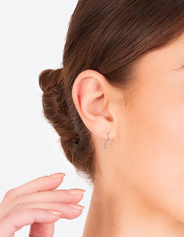 Sterling Silver Diamante Dangle Hoop Earrings