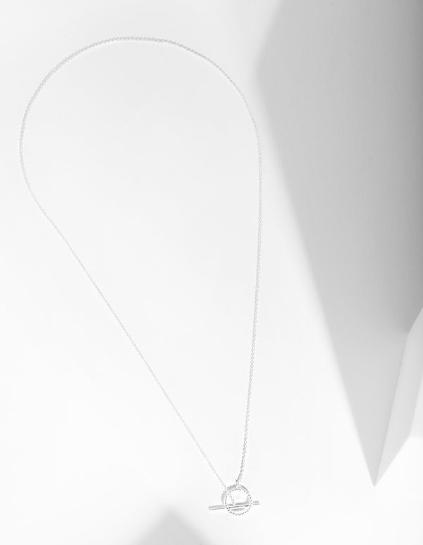 Sterling Silver Twist T Bar Necklace