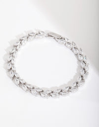 Silver Diamond Simulant Petal Row Tennis Bracelet - link has visual effect only