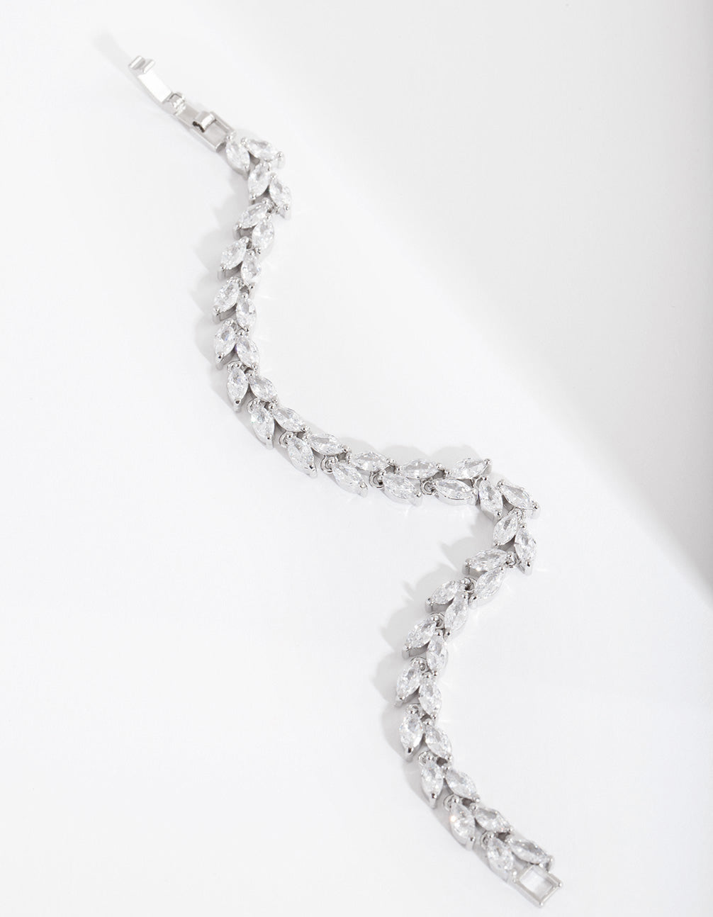 Silver Diamond Simulant Petal Row Tennis Bracelet