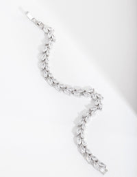 Silver Diamond Simulant Petal Row Tennis Bracelet - link has visual effect only
