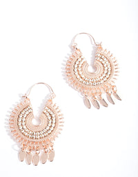 Rose Gold White Bead Chandbali Earrings - link has visual effect only