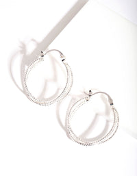 Silver Stipple Double Hoop Earrings - link has visual effect only