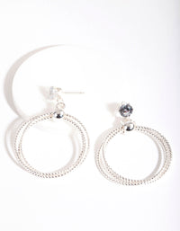 Silver Tri Diacut Circle Drop Earrings - link has visual effect only