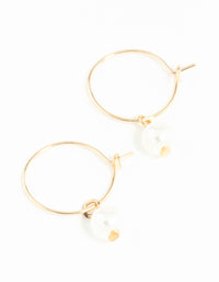 Gold 3mm Pearl Hoop Earrings - link has visual effect only